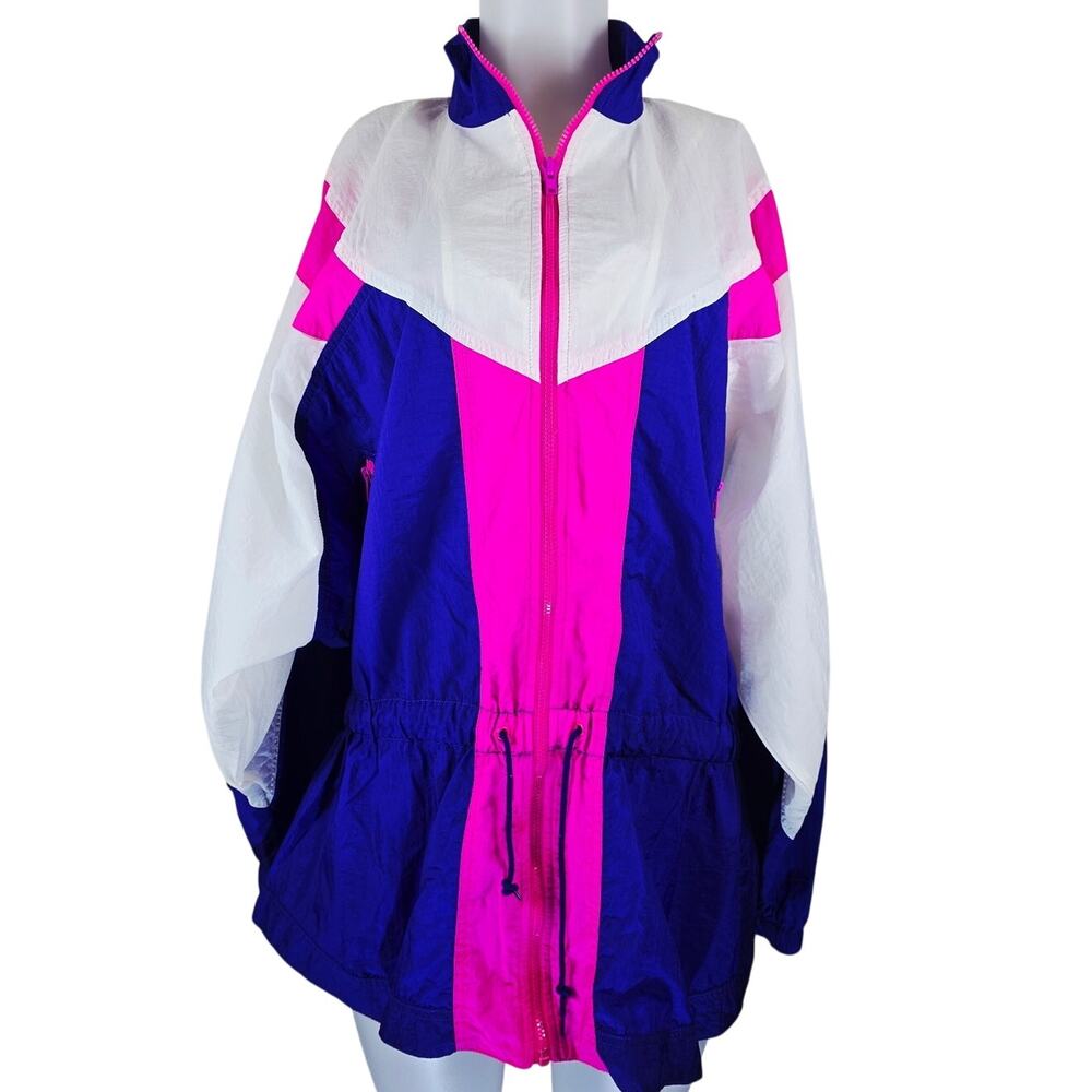 Nike Y2K Lightweight Athletic Purple Pink White Pull Waist Full Zip Jacket 16